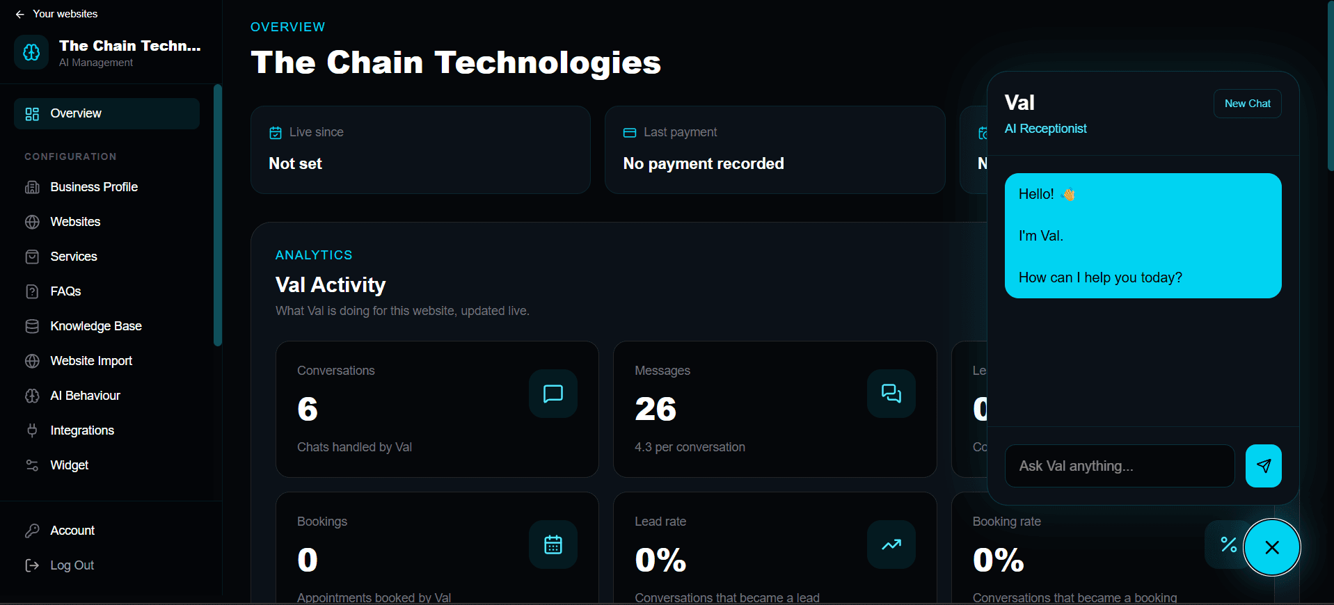 The Chain Val client dashboard